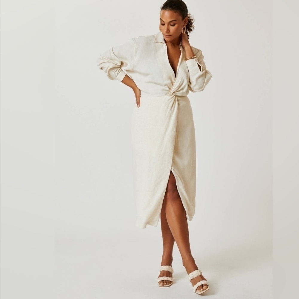 Elegant Beige Wrap Dress